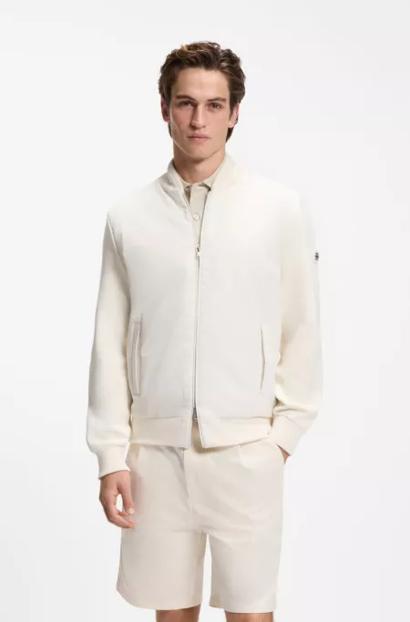Cotton-knit hybrid jacket with bomber collar