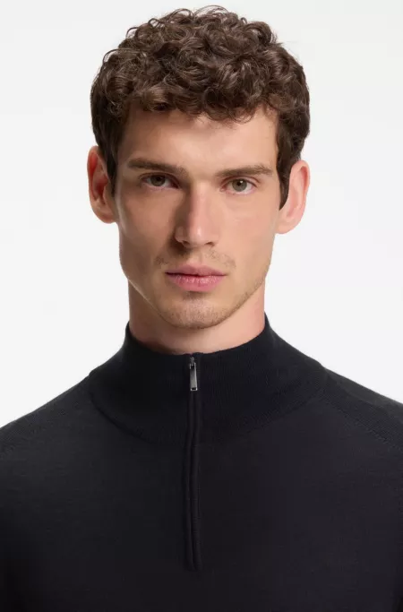 Zipper neck sweater in wool, silk and cashmere