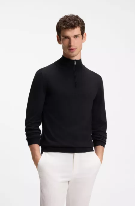 Zipper neck sweater in wool, silk and cashmere