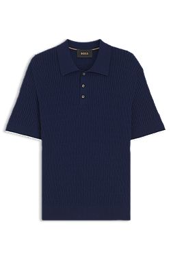 Cable-knit polo sweater in cotton and cashmere