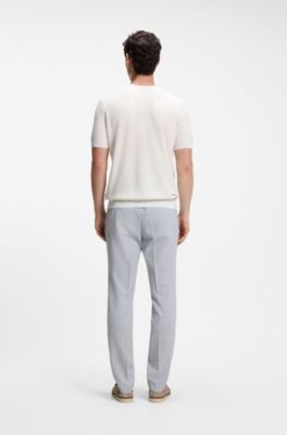 Short-sleeved sweater with knitted structure, White