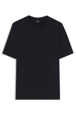 Jersey de manga corta con estructura de punto, Azul oscuro