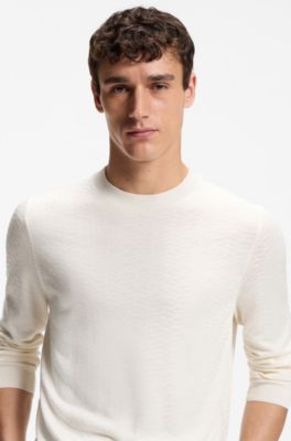Jersey de seda con motivo en jacquard, Blanco