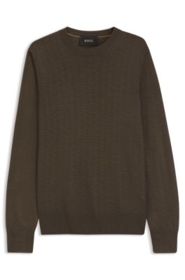 Jersey de seda con motivo en jacquard, Marr&oacute;n