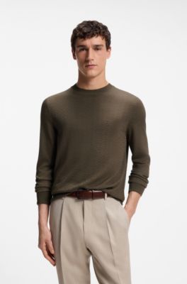 Silk sweater with jacquard pattern, Brown