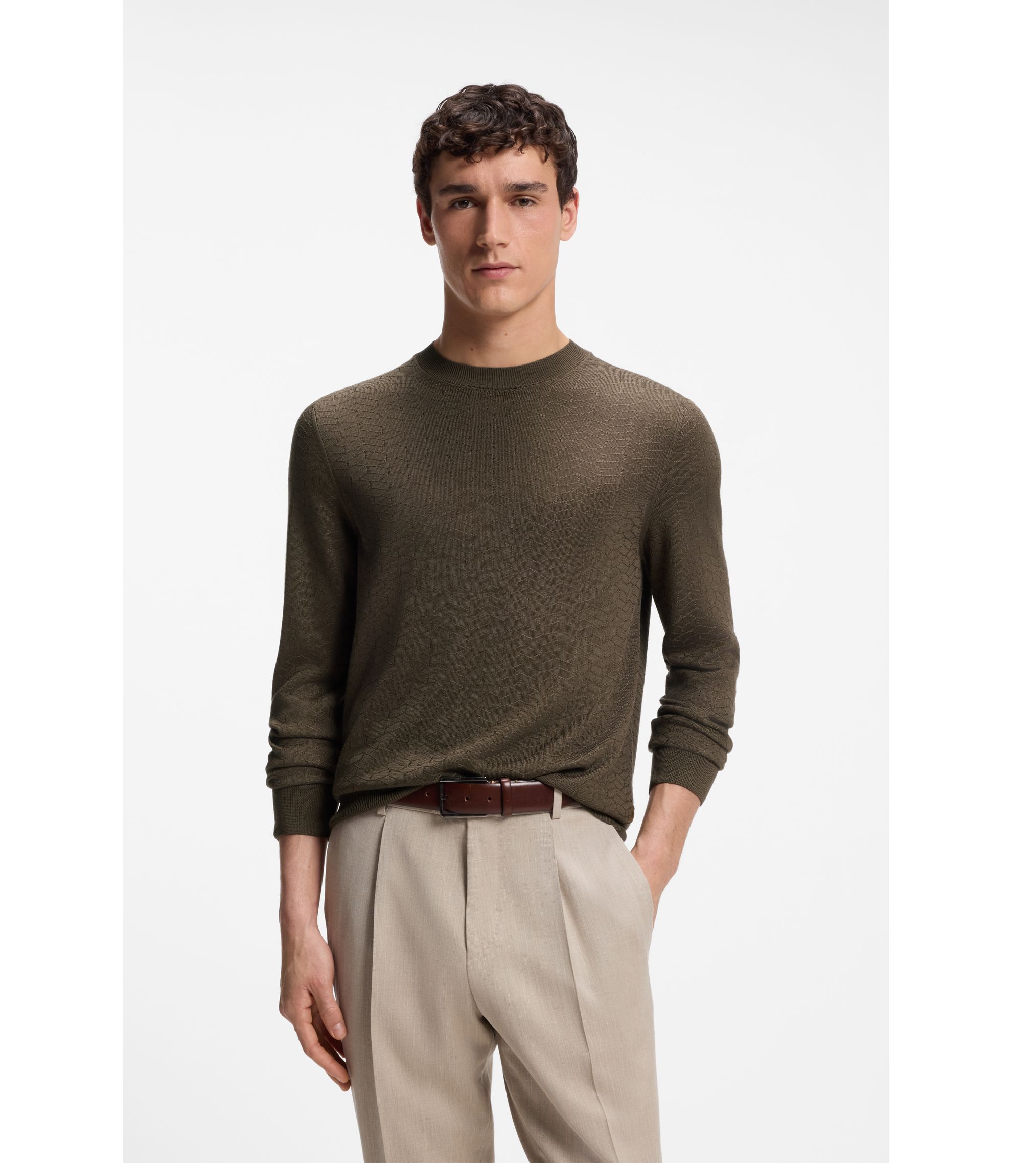 Silk sweater with jacquard pattern