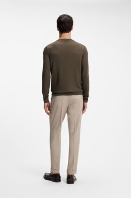 Jersey de seda con motivo en jacquard, Marr&oacute;n