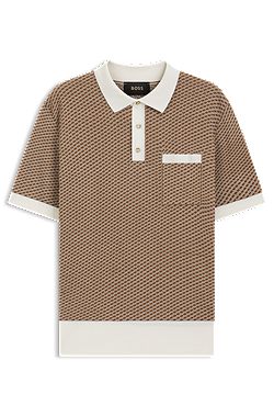 Polo de punto de algodón y seda con estampado geométrico