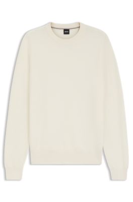 Jersey regular fit de algod&oacute;n con estructura diagonal, Blanco