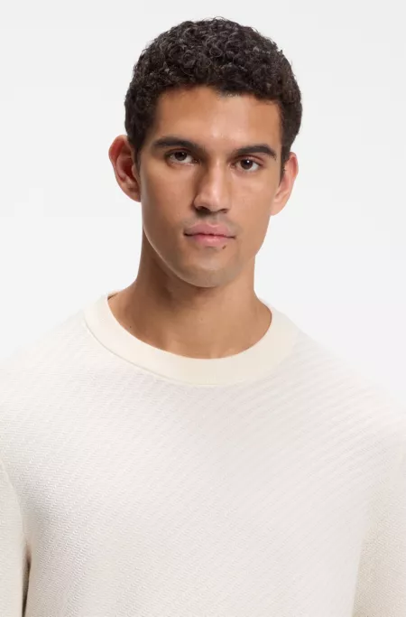 Regular-fit sweater in diagonal-structured cotton