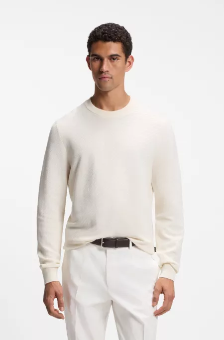 Regular-fit sweater in diagonal-structured cotton