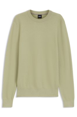 Regular-fit sweater in diagonal-structured cotton, Khaki