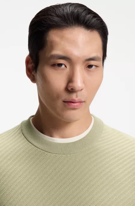 Regular-fit sweater in diagonal-structured cotton