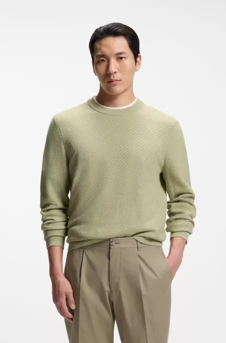 Regular-fit sweater in diagonal-structured cotton