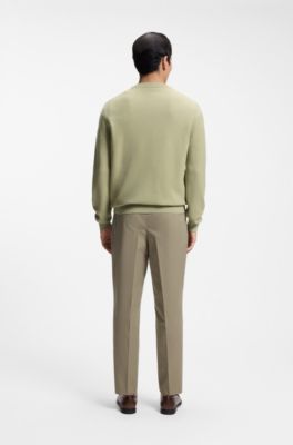 Regular-fit sweater in diagonal-structured cotton, Khaki