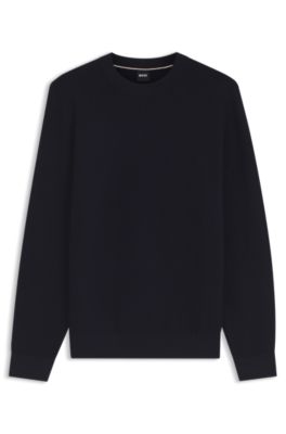 Jersey regular fit de algod&oacute;n con estructura diagonal, Azul oscuro