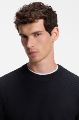 Jersey regular fit de algod&oacute;n con estructura diagonal, Azul oscuro