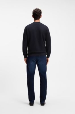 Jersey regular fit de algod&oacute;n con estructura diagonal, Azul oscuro