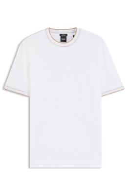 Slim-fit cotton T-shirt with crew neck, White