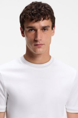 Slim-fit cotton T-shirt with crew neck, White