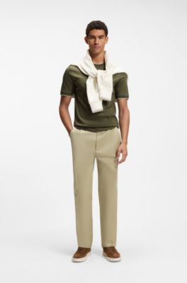 Slim-fit cotton T-shirt with crew neck, Light Green