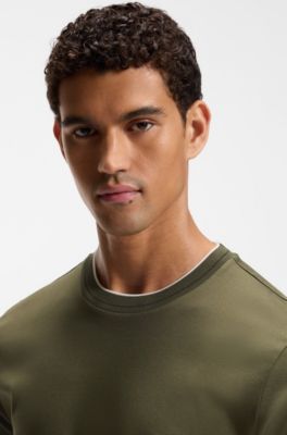 Slim-fit cotton T-shirt with crew neck, Light Green