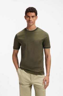 Slim-fit cotton T-shirt with crew neck, Light Green