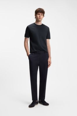 Slim-fit cotton T-shirt with crew neck, Dark Blue