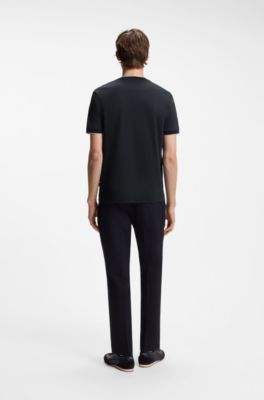Slim-fit cotton T-shirt with crew neck, Dark Blue