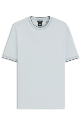 Camiseta slim fit de algod&oacute;n con cuello redondo, Celeste