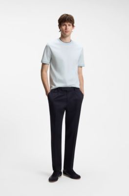 Camiseta slim fit de algod&oacute;n con cuello redondo, Celeste