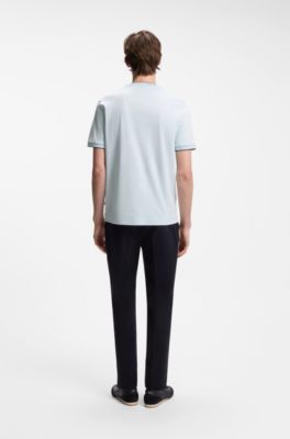 Camiseta slim fit de algod&oacute;n con cuello redondo, Celeste