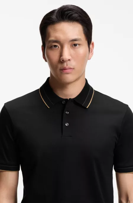 Slim-fit polo shirt in mercerized cotton