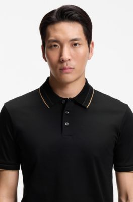 Polo slim fit de algod&oacute;n mercerizado, Negro