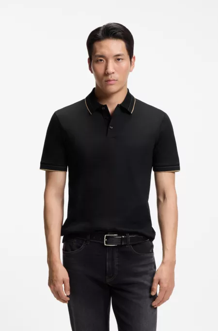 Slim-fit polo shirt in mercerized cotton
