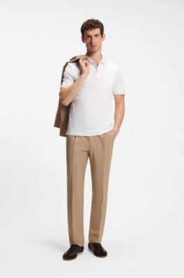 Slim-fit polo shirt in mercerized cotton, White