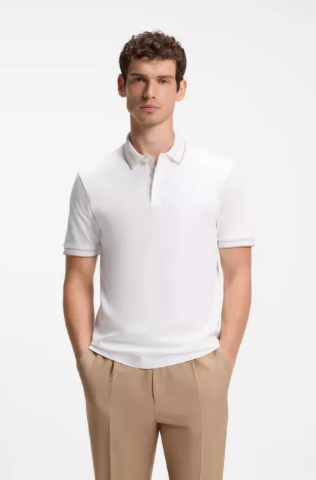 Slim-fit polo shirt in mercerized cotton