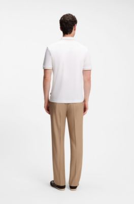 Polo slim fit de algod&oacute;n mercerizado, Blanco