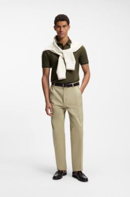 Slim-fit polo shirt in mercerized cotton, Light Green