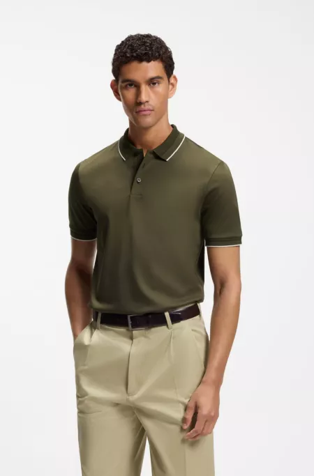 Slim-fit polo shirt in mercerized cotton