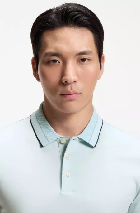 Slim-fit polo shirt in mercerized cotton