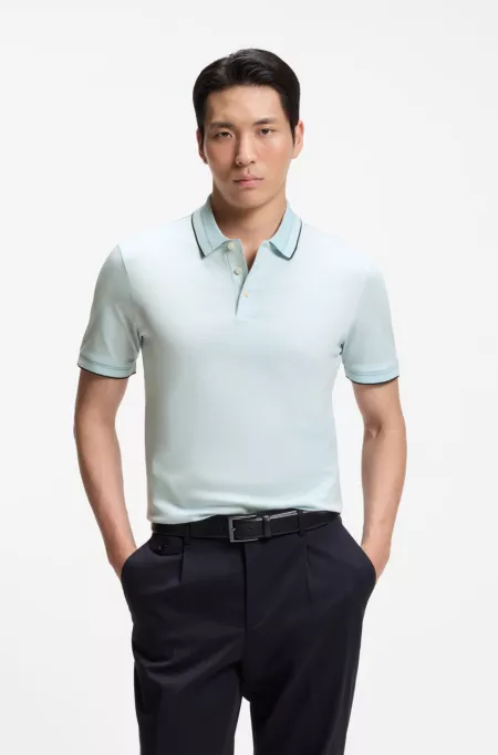 Slim-fit polo shirt in mercerized cotton