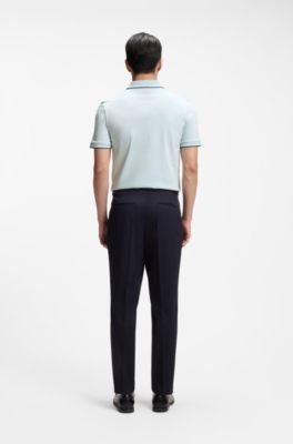 Polo slim fit de algod&oacute;n mercerizado, Celeste