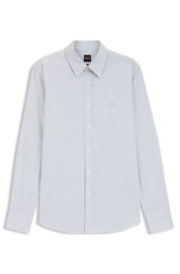 Camisa regular fit en dobby de algod&oacute;n el&aacute;stico, Blanco