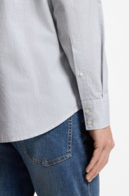 Camisa regular fit en dobby de algod&oacute;n el&aacute;stico, Blanco