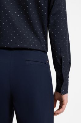 Camisa regular fit en dobby de algod&oacute;n el&aacute;stico, Azul oscuro