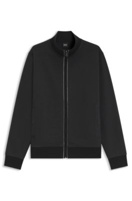Sudadera con cuello con cremallera en algod&oacute;n, Negro