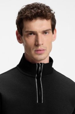 Sudadera de algod&oacute;n con cuello mao alto , Negro