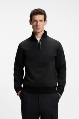 Funnel-neck cotton sweatshirt, Black