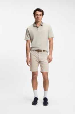 Polo relaxed fit con cuello en jacquard, Beige claro